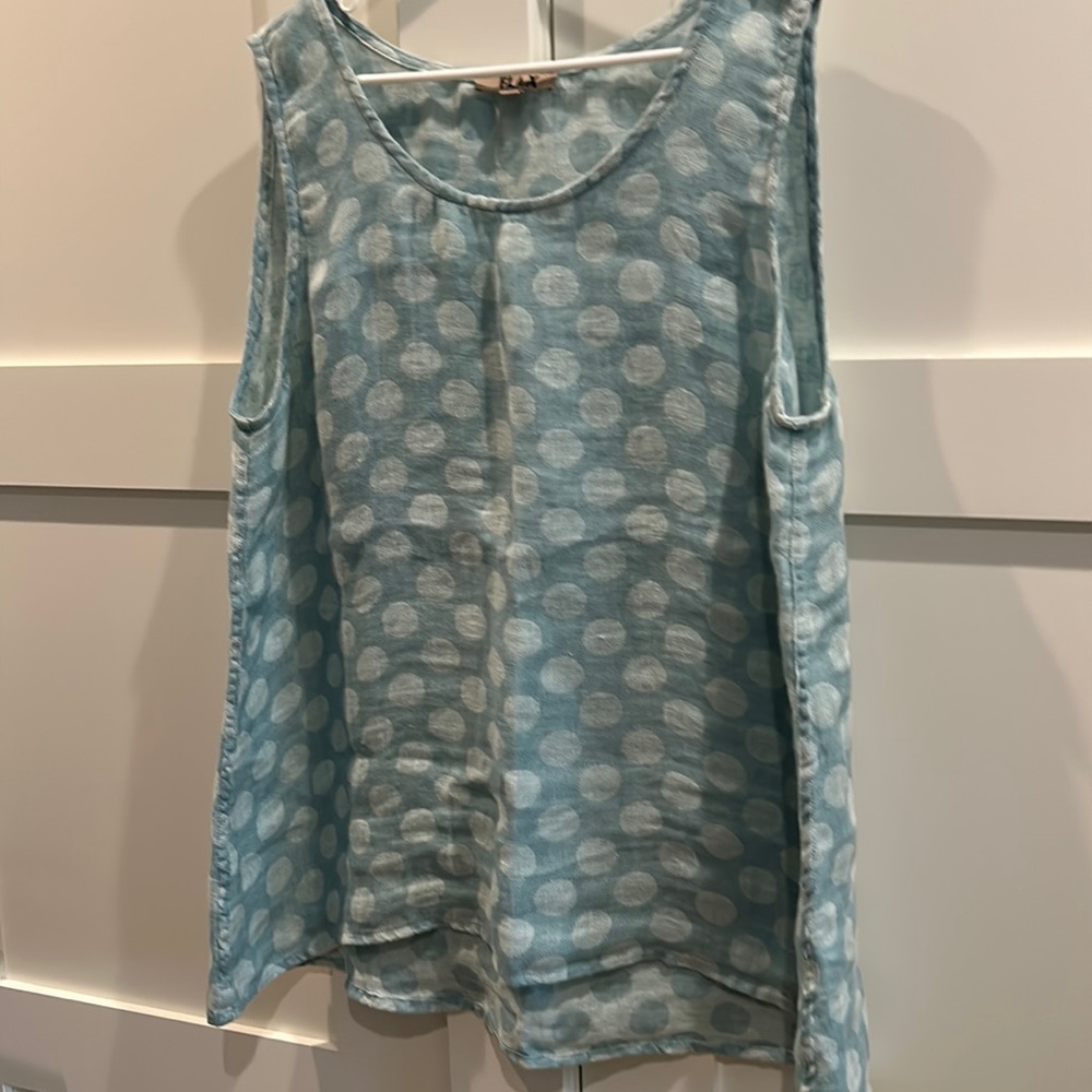 Blue Polka Dot Sleeveless Top